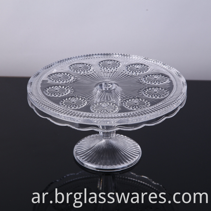  Wholesale Wedding Decorative Embossed Glass Cake Plate